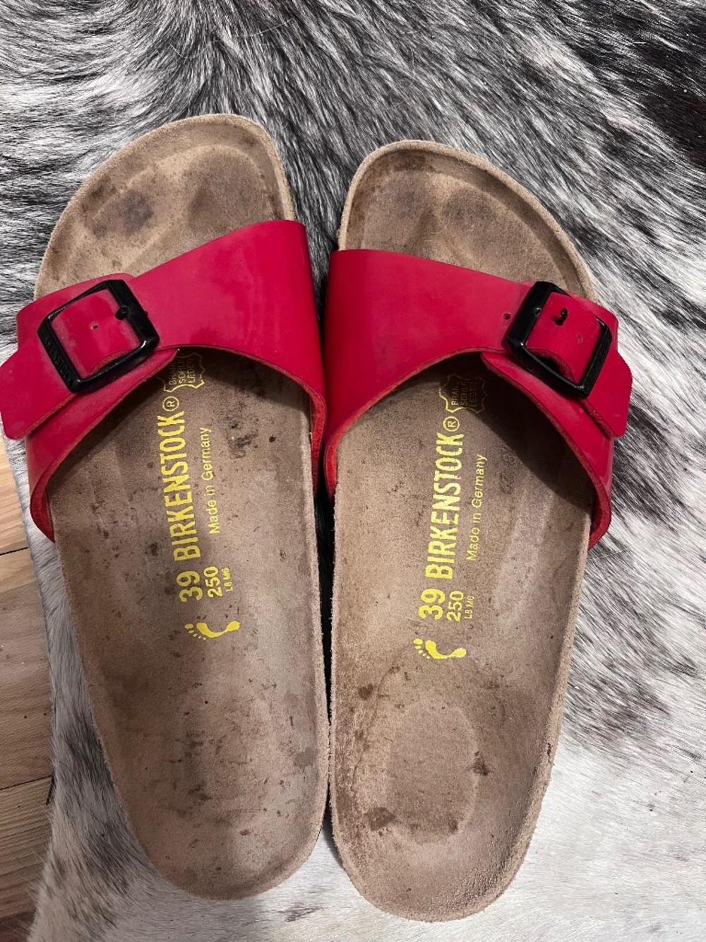 Red patent Birkenstock ladies 8 size 39